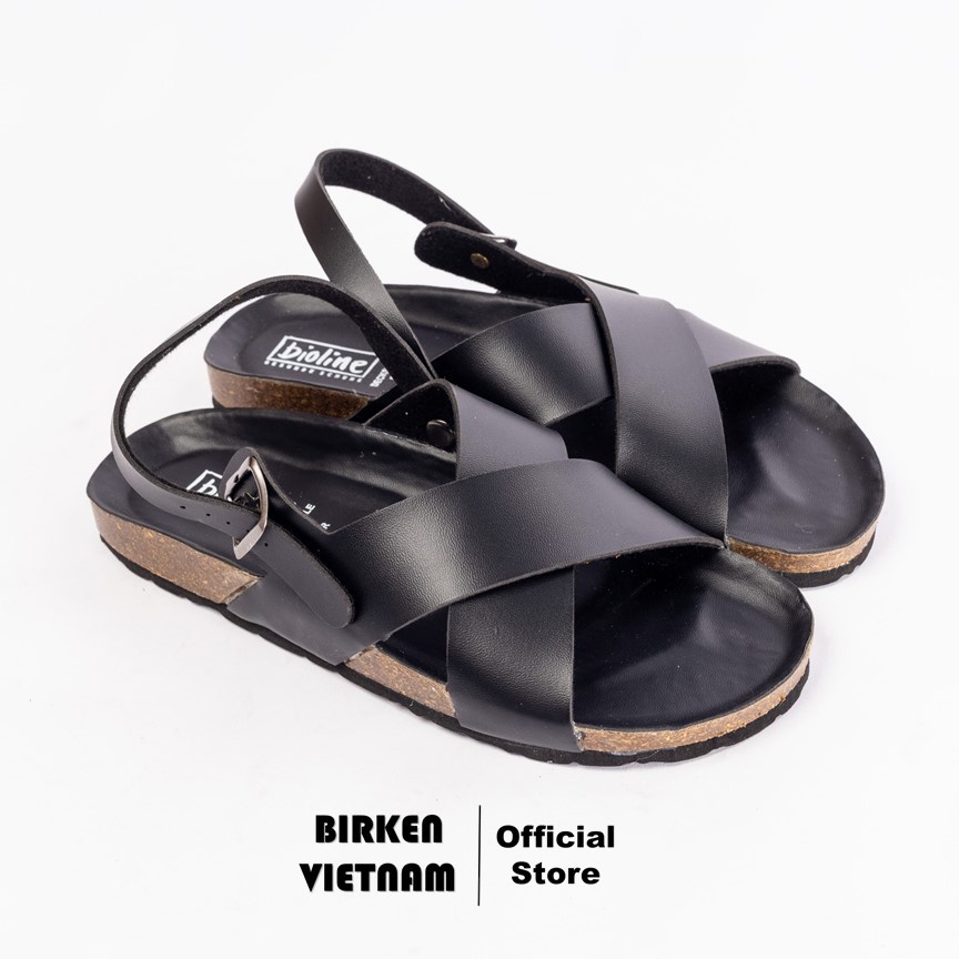 Mã PU11 - Sandal công sở Birken Đế Trấu BIOLINE Official Unisex Nam nữ văn phòng Quai Chữ X Da PU cao cấp