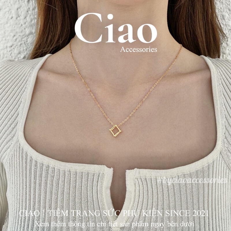 [HOẢ TỐC 1H] Dây chuyền/ Vòng cổ mạ bạc S925 thiết kế charm hình khối Sphere Ciao