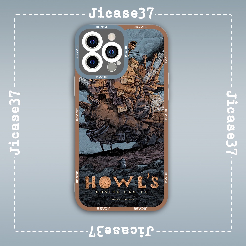 Ốp lưng iphone cạnh vuông Jicase Howl's Moving Castle Hoạt Hình Anime Manga 8plus/x/xs/11/12/pro/max/plus/promax