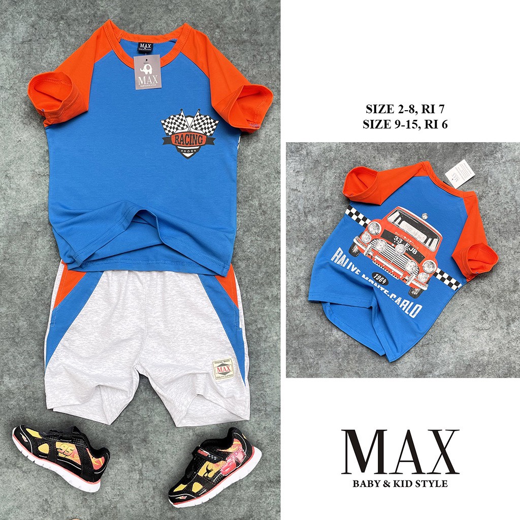 Bộ Thun Ngắn Hãng Max OTO Xanh Dương Bé Trai