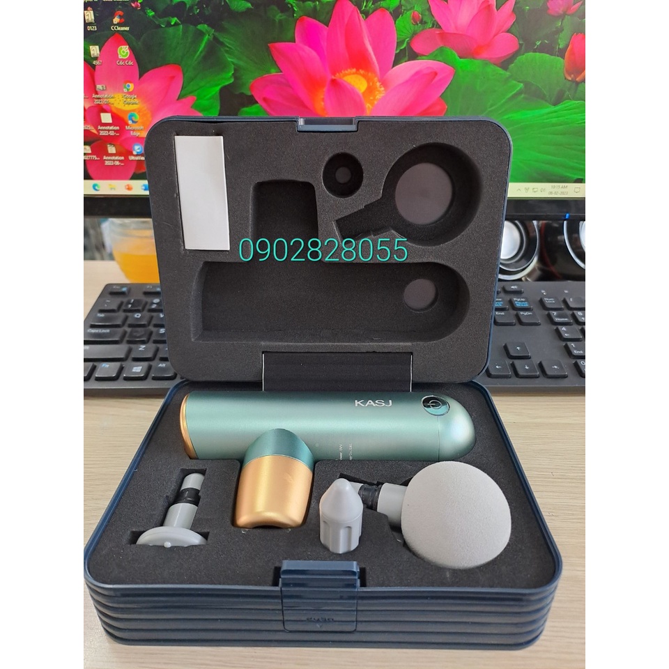 Máy Massage Gun Cầm Tay KASJ A3 - Xanh, Hồng, 15x8.7x4.5cm, 260g