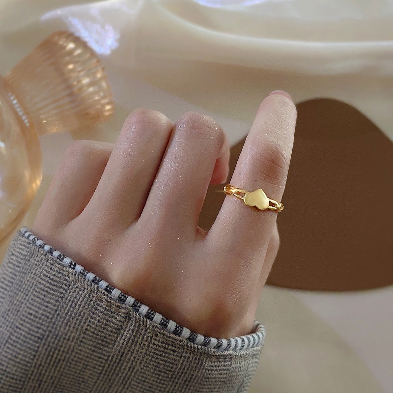 Nhẫn Hở Mạ Vàng Đính Đá Zircon Hình Trái Tim Đơn Giản Thời Trang Cho Cặp Đôi