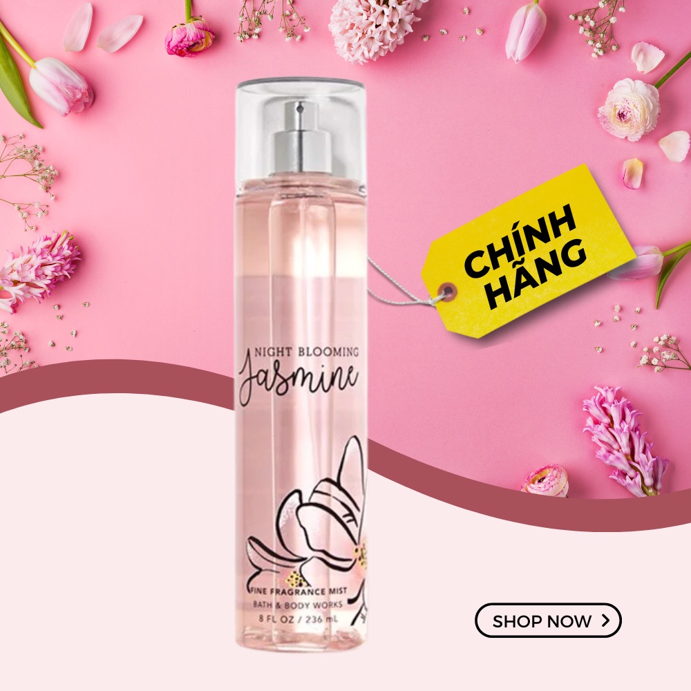 Xịt thơm toàn thân Bath & Body Works NIGHT BLOOMING & JASMINE Hương Thơm Thanh Khiết Chai 236ml