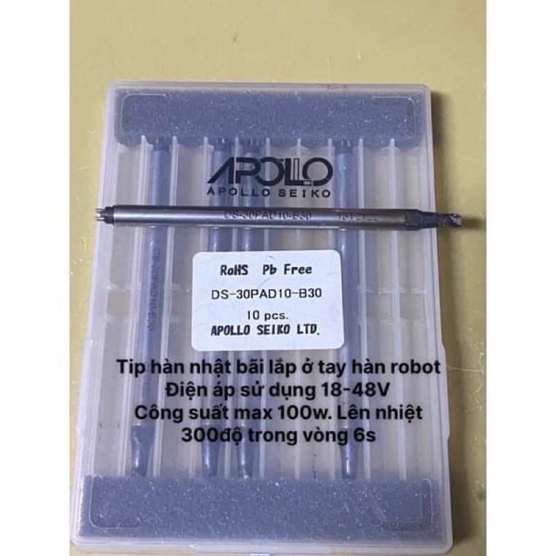 Tip hàn nhật bãi 100w lắp ở tay robot Apollo Seiko soldering tips iron cartridge DS-30PAD10-B30(DCS-30D-2) 100w