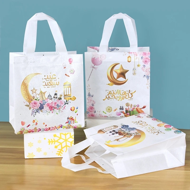 Túi Tote Bằng Vải Không Dệt Họa Tiết Trăng Sao Eid Mubarak Làm Quà Tặng / Lễ Hội Hồi Giáo
