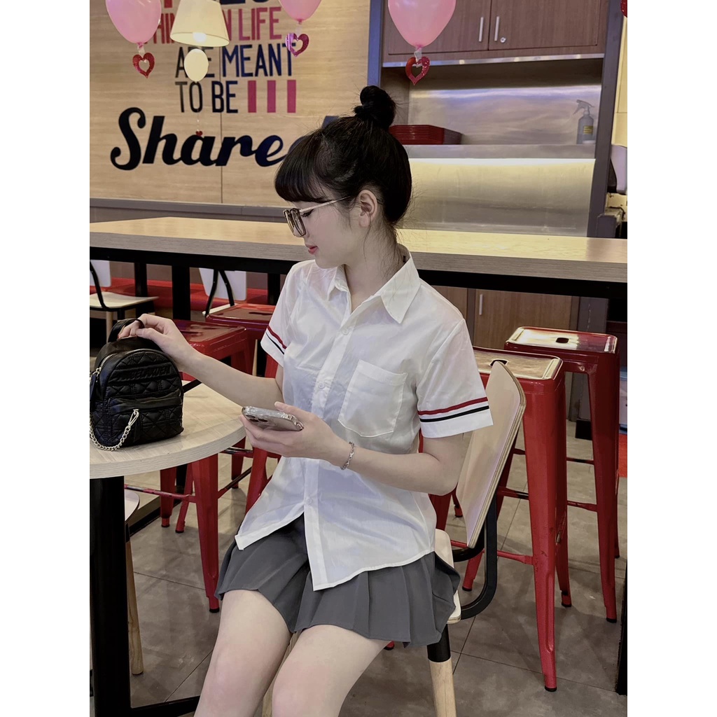 Áo Sơ Mi Tay Ngắn Viền Cổ Tay - BT Fashion