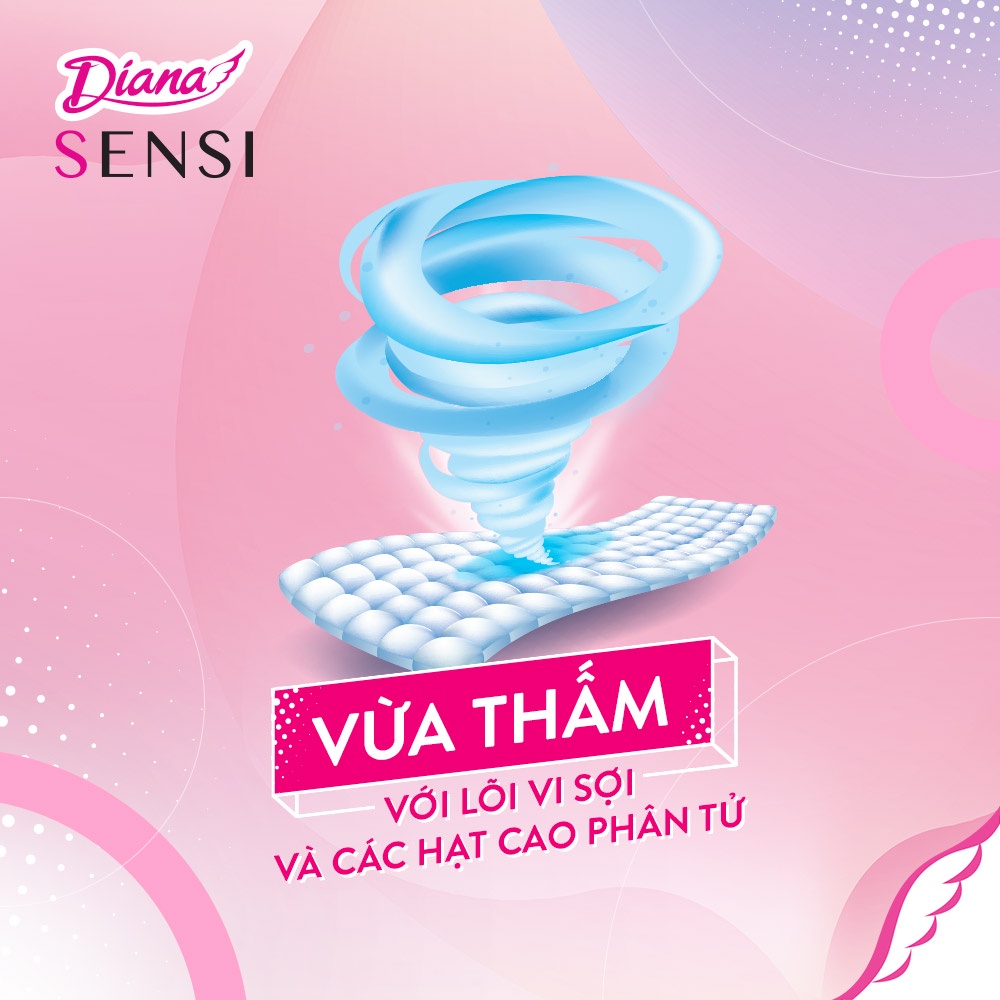 LỐC 6 - Gói 8 miếng Băng vệ sinh Diana Sensi khô thoáng có cánh (katydang)