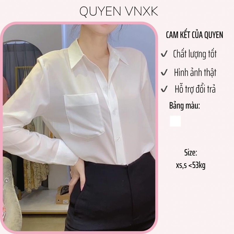 Áo sơ mi trắng xuất dư phối túi ngực, kiểu dáng trẻ trung, phom dáng đẹp