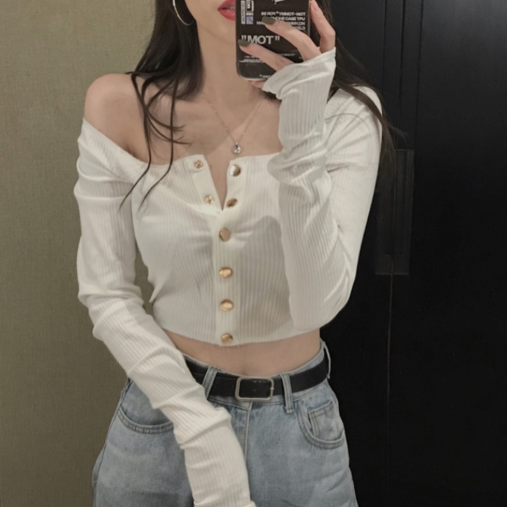 Áo Croptop Tay Dài Phong Cách Hàn Quốc Mới