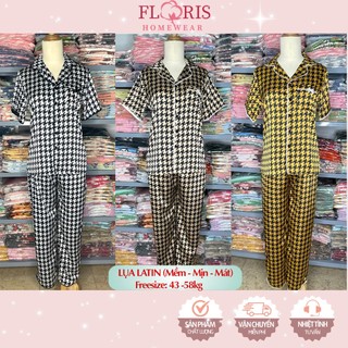 Đồ bộ pijama nữ lụa Latin mềm mịn tay ngắn quần dài họa tiết ziczac mặc nhà thoáng mát