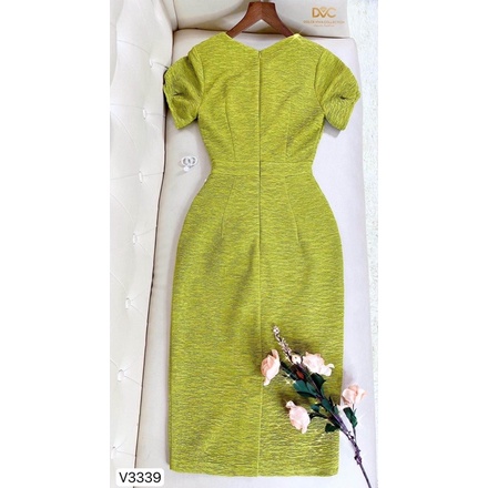 V3339 váy body màu xanh