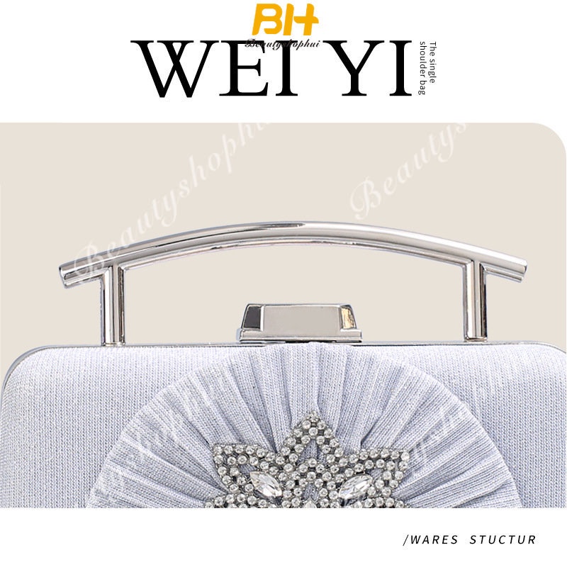 Túi Xách Nữ Đeo Vai Kiểu Xếp Li Chất Liệu Kim Loại Lấp Lánh