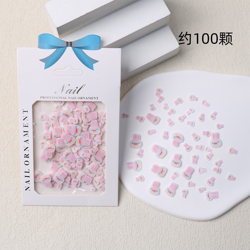 Set 100 Miếng Dán Trang Trí Móng Tay Dạ Quang Hình Hoa / Thỏ Xinh Xắn