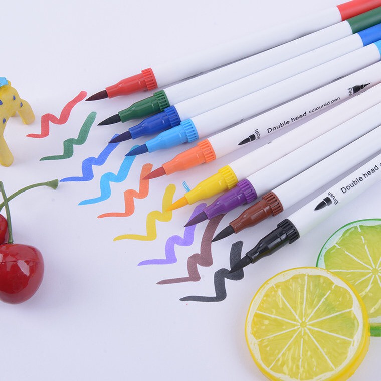 Bút viết tiêu đề Brush 12 màu 2 đầu viết calligraphy bút dạ màu marker nhiều màu trang trí bullet journal - Color House