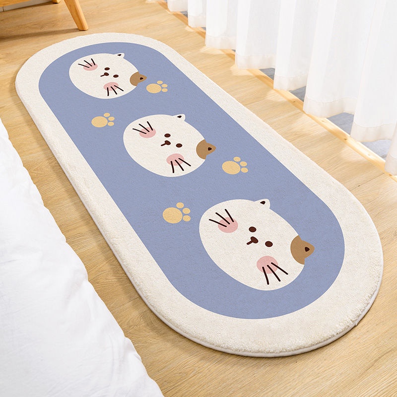 Thảm Chùi Chân Chống Trượt Thấm Hút Tốt Hình Oval Hoạt Hình Đáng Yêu
