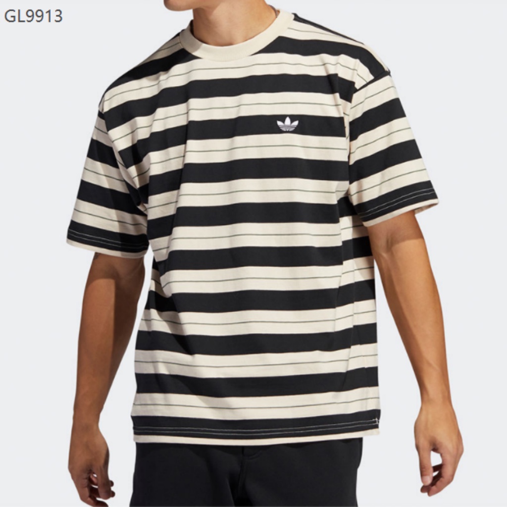 Áo Thun Ngắn Tay Kẻ Sọc Thêu LOGO Adidas Phong Cách Retro GL9913 GL9914 Cho Nam