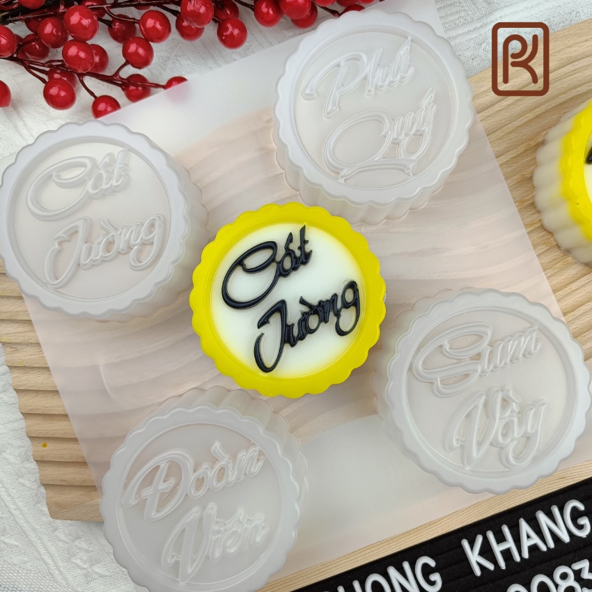 Khuôn nhựa PP Phong Khang làm rau câu chữ đoàn viên, cát tường, sum vầy, phú quý