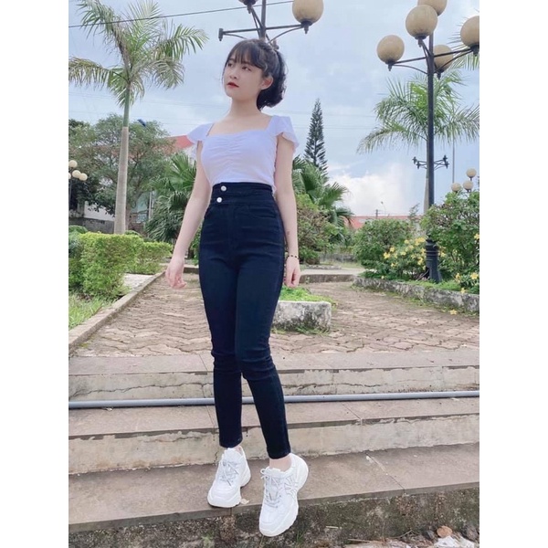 Quần Jeans Nữ 2 Nút BigSize 60kg Đến 98kg Mặc Vừa_Lưng Siêu Cao_Co Giãn Mạnh