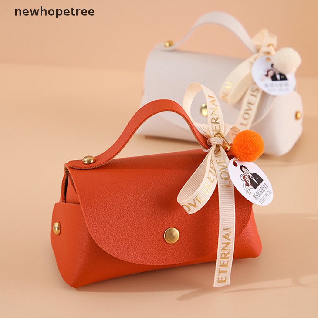 1 Hộp Đựng Kẹo Bằng Da PU Tinh Tế Đơn Giản Có Tay Cầm