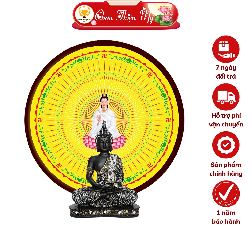 Hào Quang Cơ Phật Giáo Quan Thế Âm Bồ Tát CHÂN THIỆN MỸ, Đèn Trang Trí Bàn Thờ Cho Tượng Phật HQCPG-23