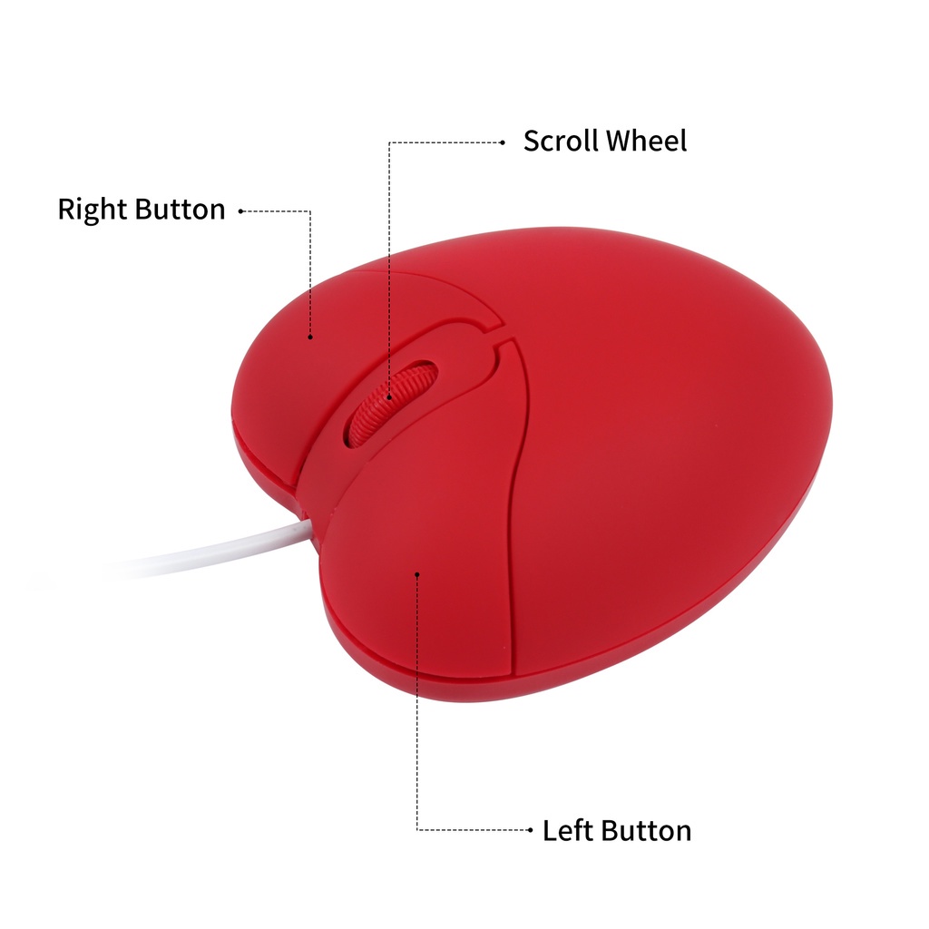 Chuột Quang Có Dây USB Hình Trái Tim 3D Dễ Thương Cho Máy Tính