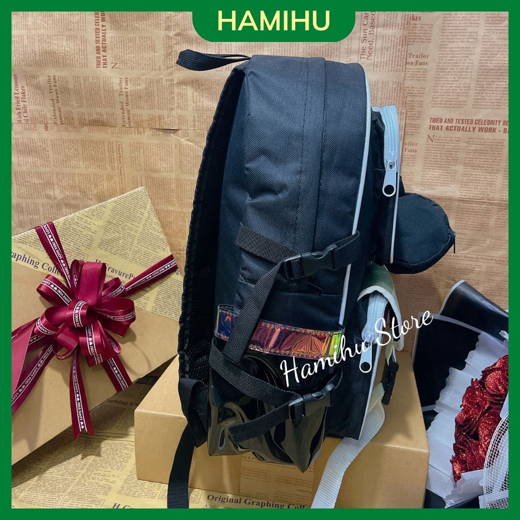Balo đi học, balo phản quang Hamihu HM3, balo Ulzzang basic Hàn Quốc