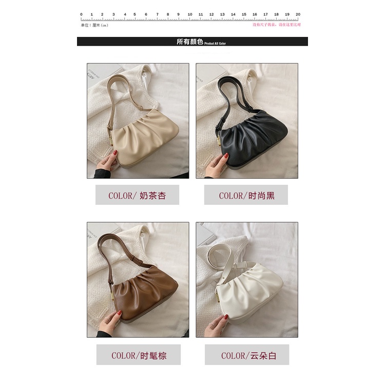 Túi xách nữ đeo vai kẹp nách dáng thuyền nhún phong cách Hàn Quốc hàng cao cấp Bag M3 2160