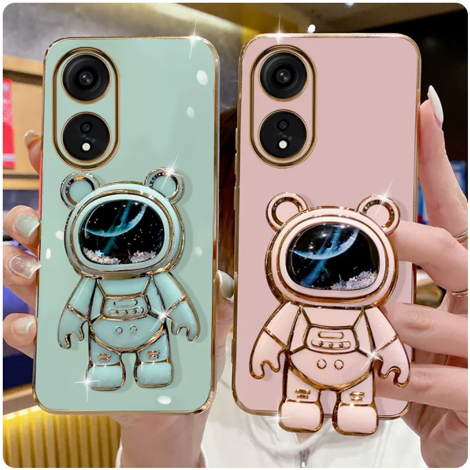 Ốp Điện Thoại TPU Khung Vuông Họa Tiết Phi Hành Gia Cho OPPO Reno 8T A98 A78 A58 5G 4G A95 A74 A17 A17K