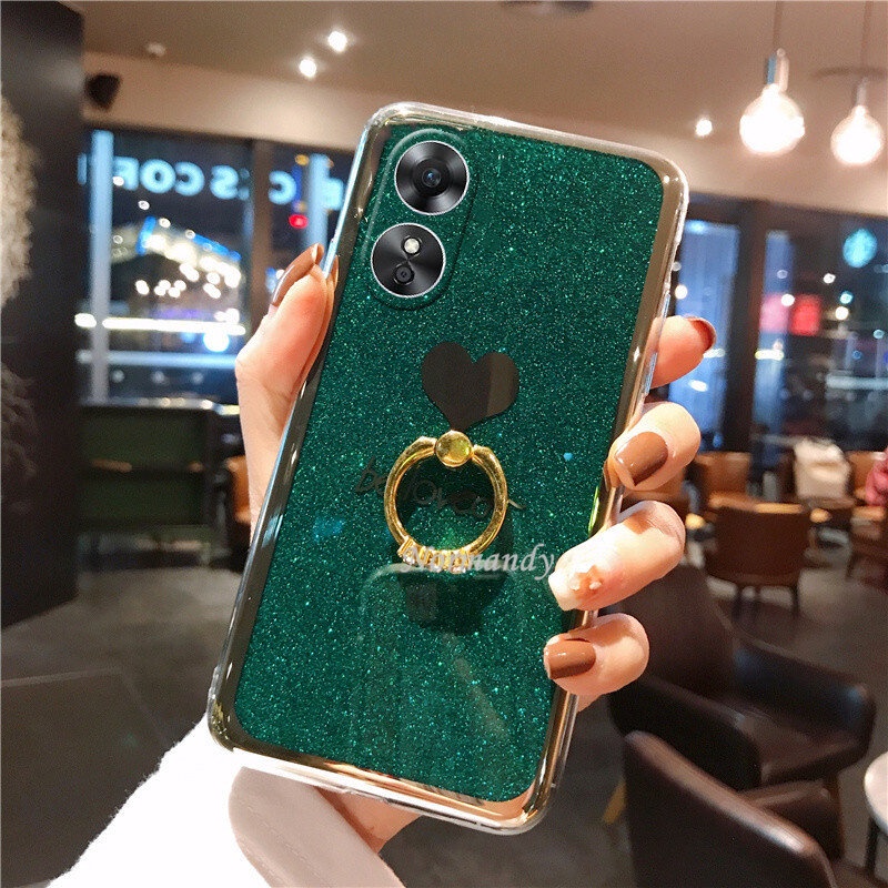 Ốp Điện Thoại Cứng Trang Trí Kim Tuyến Viền Mạ Vàng Hình Trái Tim Cho OPPO A78 Reno8 T Reno 8T 5G 4G 2023