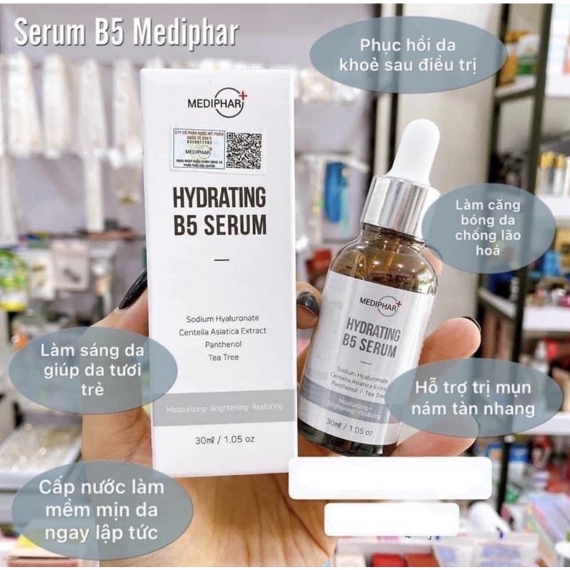 TINH CHẤT SERUM MEDIPHAR HYDRATING B5 SERUM 30ML CẤP ẨM CHUYÊN SÂU, PHỤC HỒI DA HƯ TỔN, SÁNG DA, MỜ THÂM