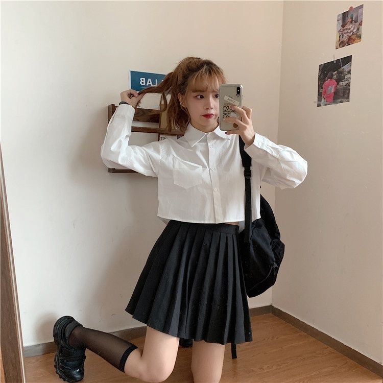 Áo Sơ Mi Tay Dài Màu Trắng Thiết Kế Mới Thời Trang Theo Phong Cách Hàn Quốc Cho Nữ