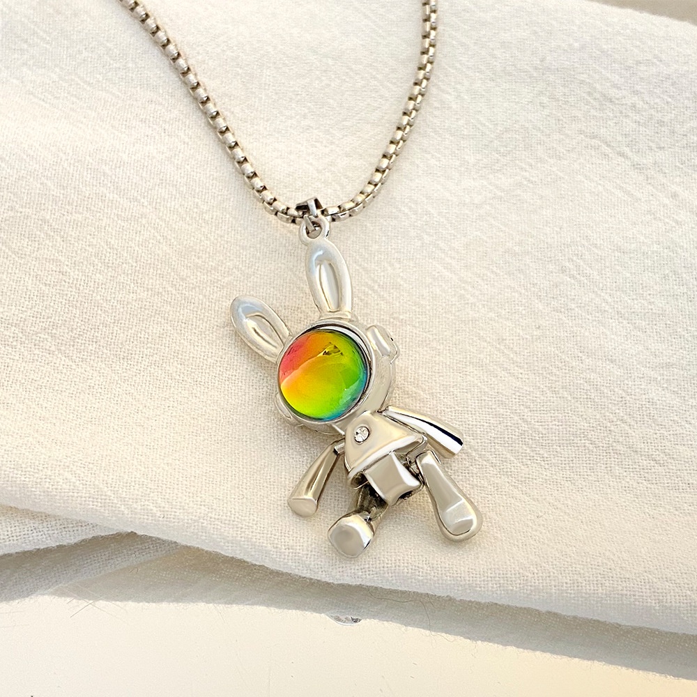 Vòng cổ Mặt Hình Thỏ Bằng Thép Không Gỉ Đơn Giản Cho Nam Nữ