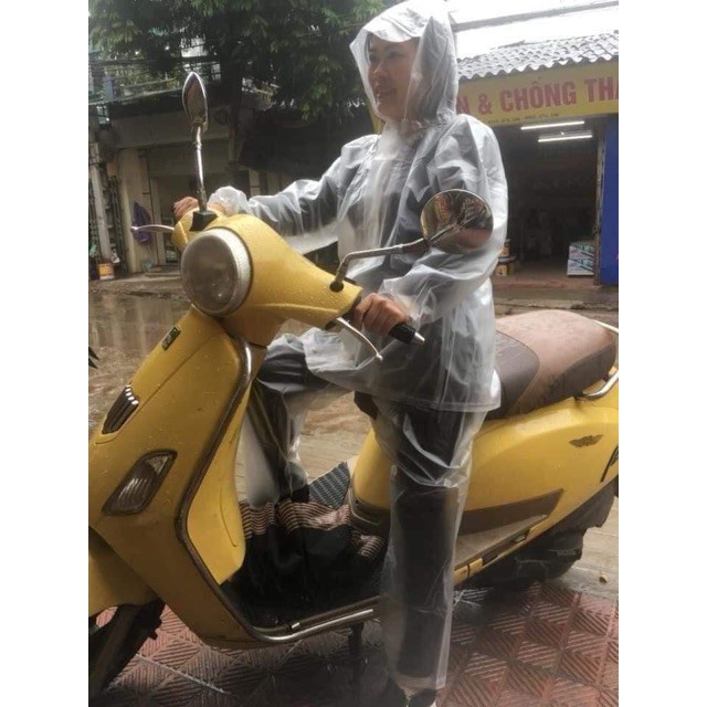 Áo mưa bộ trong suốt siêu chống thấm