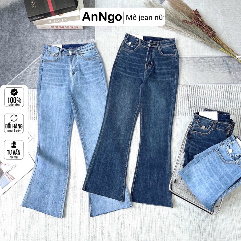 Quần jean nữ ống loe co giãn, phong cách Hàn Quốc đơn giản tôn dáng AnNgo - AT251