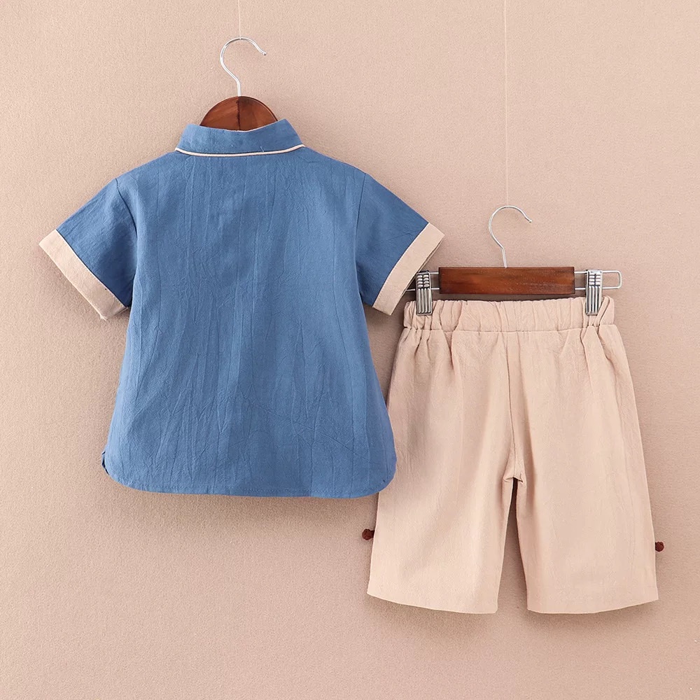 Bộ quần áo cộc tay cho bé Sumo kids, Chất liệu thô đũi, họa tiết con cò