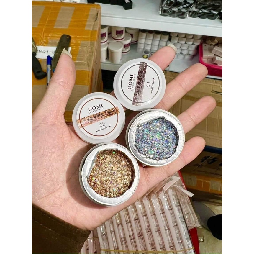 Gel vẽ nhủ pháo hoa Uomi vàng, bạc - nhủ siêu hot sang chảnh - Sushi nail mi