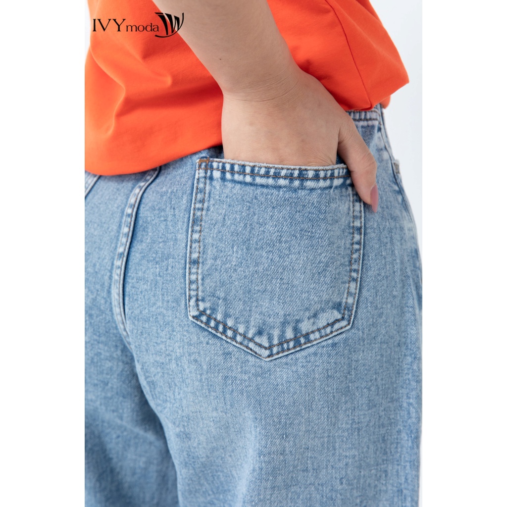 Quần jeans dáng baggy nữ IVY moda MS 25B8047