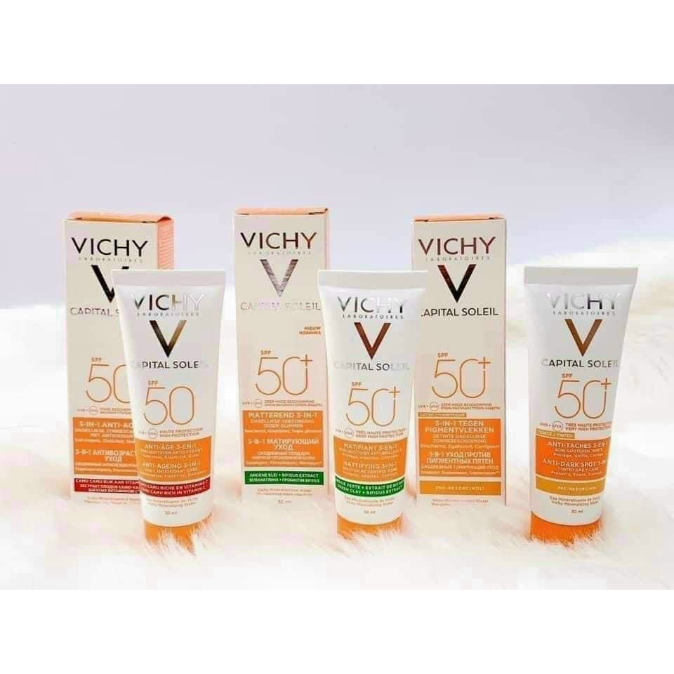 Kem chống nắng Vichy Capital Soleil 3in1 SPF 50+ 50ml cho mọi loại da, da dầu, da nám