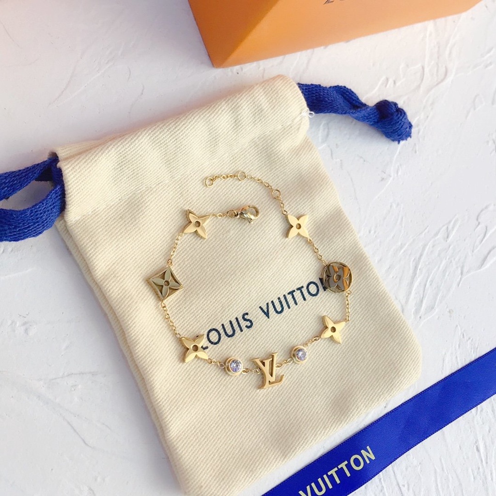 Vòng Tay Louis Vuitton Bằng Thép Titan Họa Tiết LV Monogram