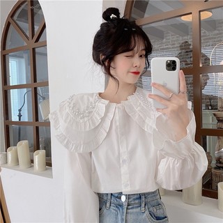 Sơ mi cổ bèo đính ngọc vai tay bồng 86130 Maia.clothes
