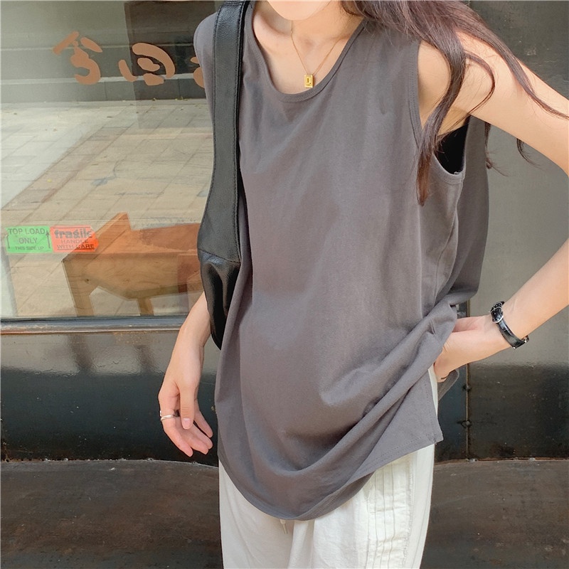 Áo không tay CCVN dáng rộng màu sắc đơn giản phong cách thời trang Hàn Quốc