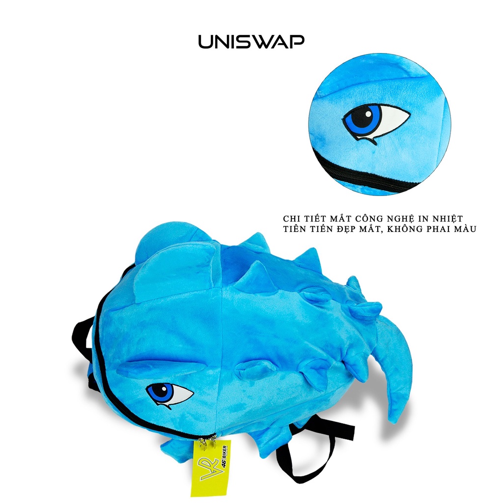 Balo khủng long - Balo rồng đựng được laptop VẢI NHUNG 2 LỚP - MÀU XANH DƯƠNG