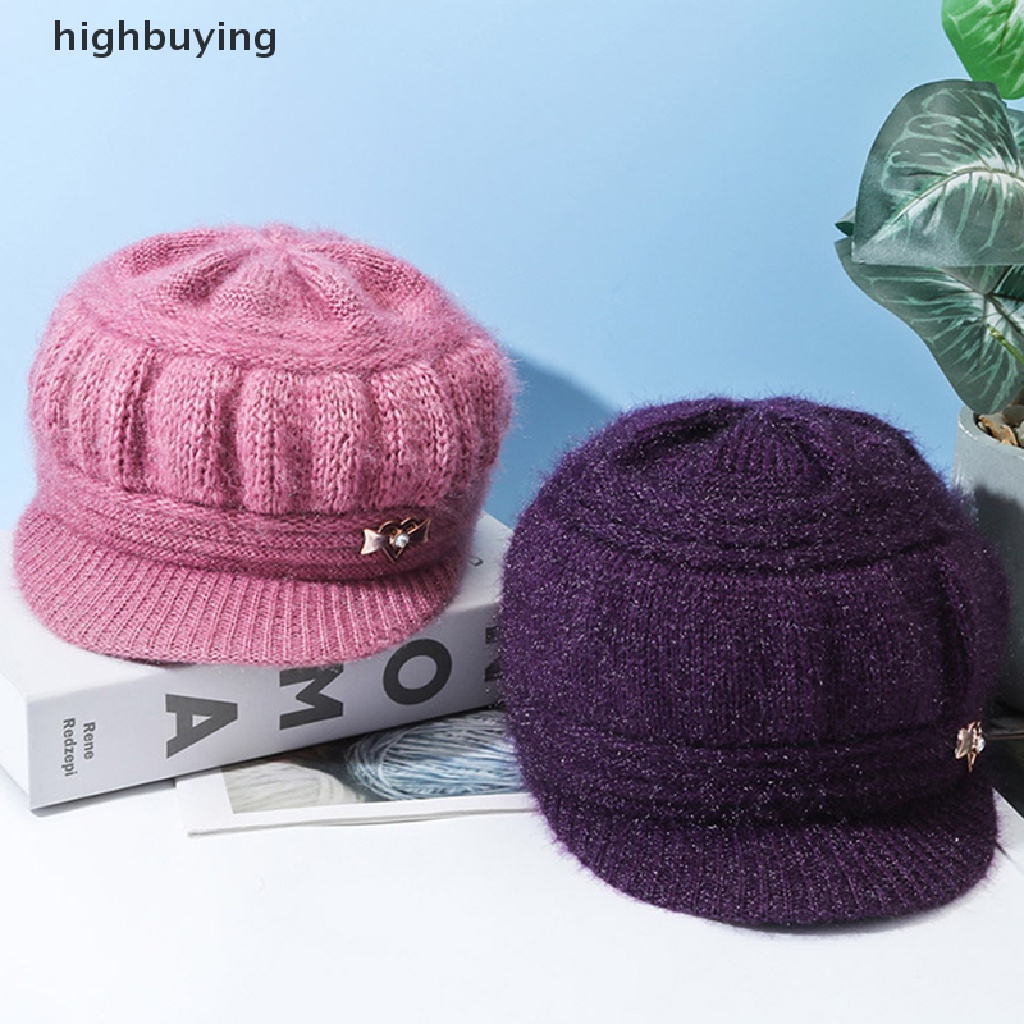Mũ Len Dệt Kim Màu Trơn Giữ Ấm Tai Thời Trang Thu Đông Cho Nữ
