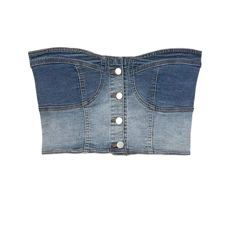 Áo Ngực Denim Dáng Ngắn Phong Cách Hàn Quốc Thời Trang Cho Nữ | BigBuy360 - bigbuy360.vn