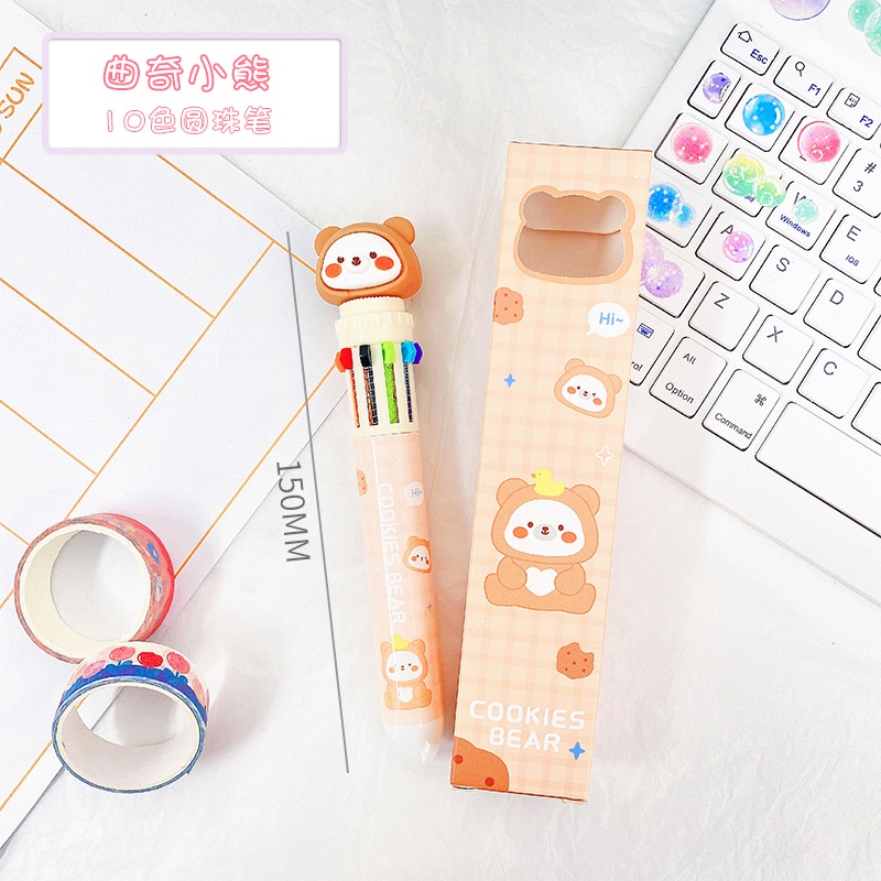 Bút Bi 10 Màu Họa Tiết Hoạt Hình Dễ Thương