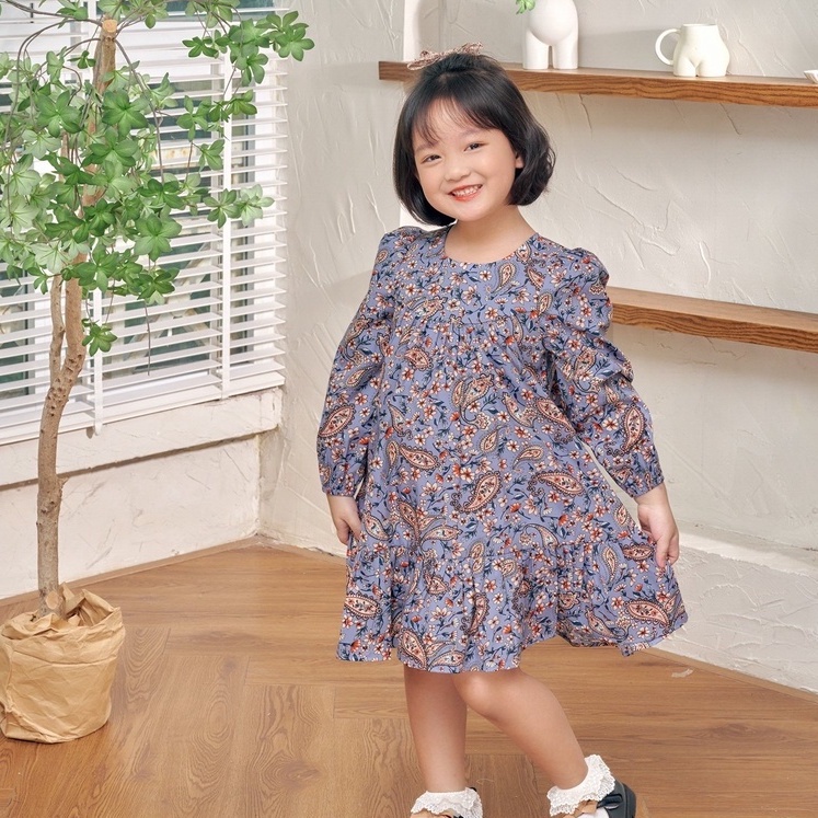 Váy babydoll cho bé gái, chất cotton nhẹ mát, váy hè cho bé gái dáng dài cho bé 2,3,4,5,6 tuổi MonBabies VDG22w05