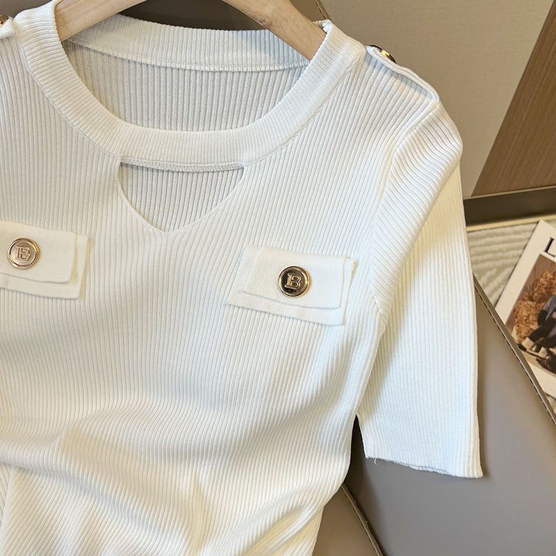 Áo Thun Tay Ngắn Dáng Ôm Bằng Lụa Lạnh Thời Trang Mùa Hè Hàng Mới Dành Cho Bạn Nữ