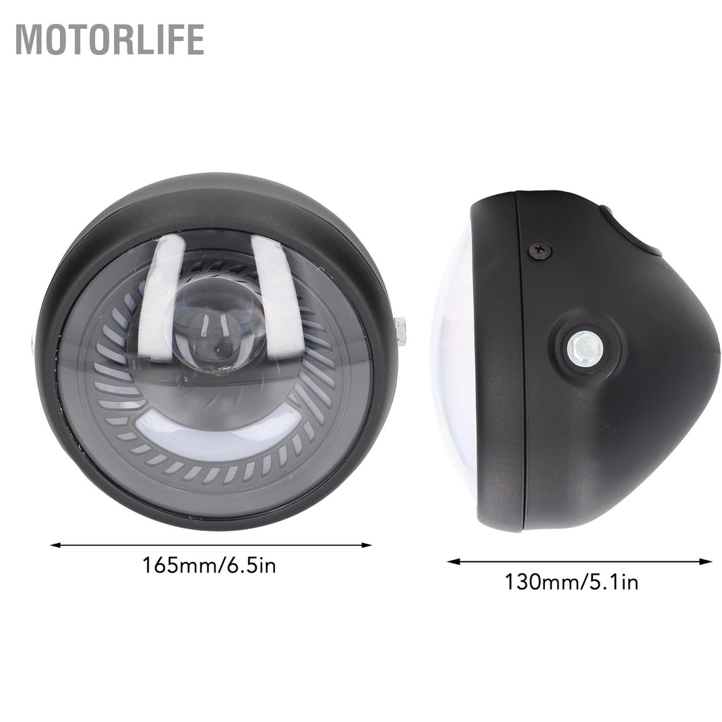 Motorlife 6.5in Đèn Pha LED Xe Máy Tròn Retro IPX66 Chống Nước Cho Tay Ga