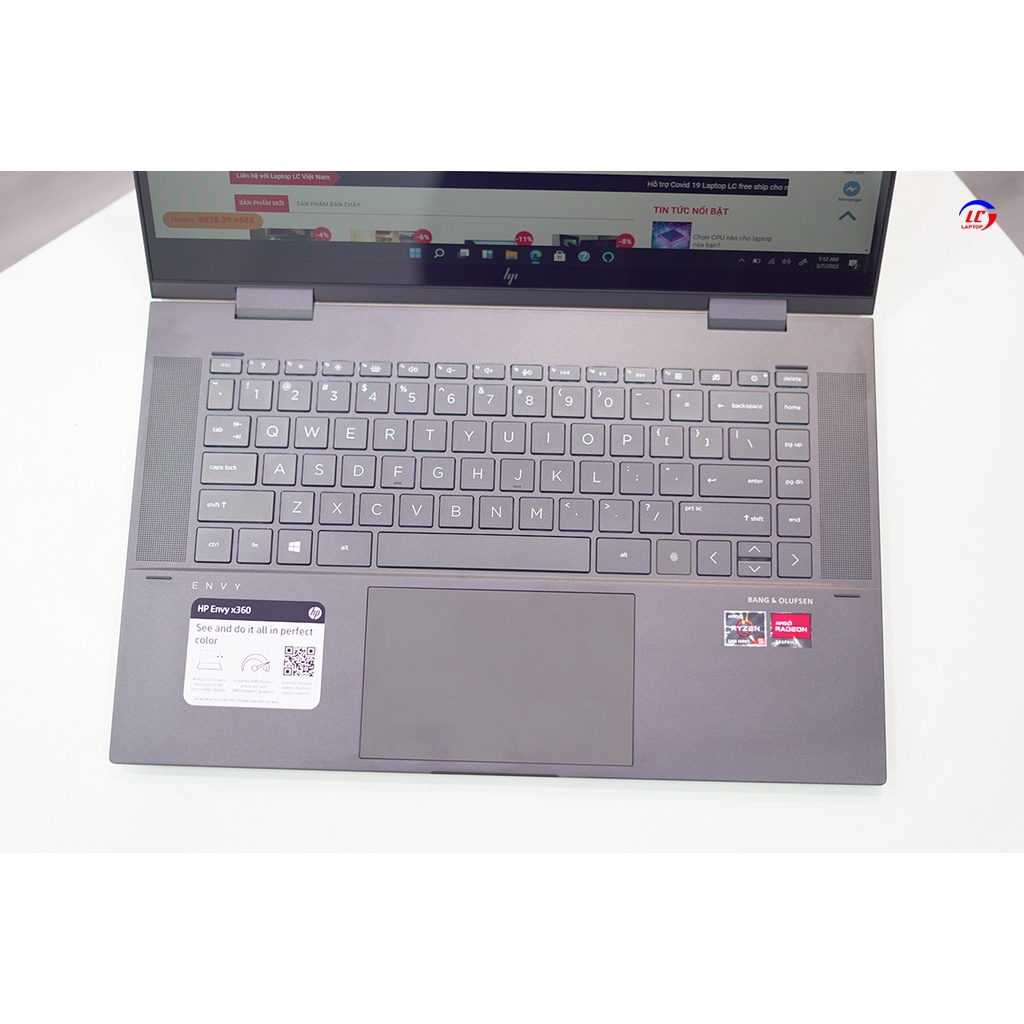 HP Envy 15 x360 , Gập Xoay 360 độ, {Ryzen R5-5500U, RAM 8G, SSD 256G, VGA on RX Vega 7, Màn 15.6 inch
