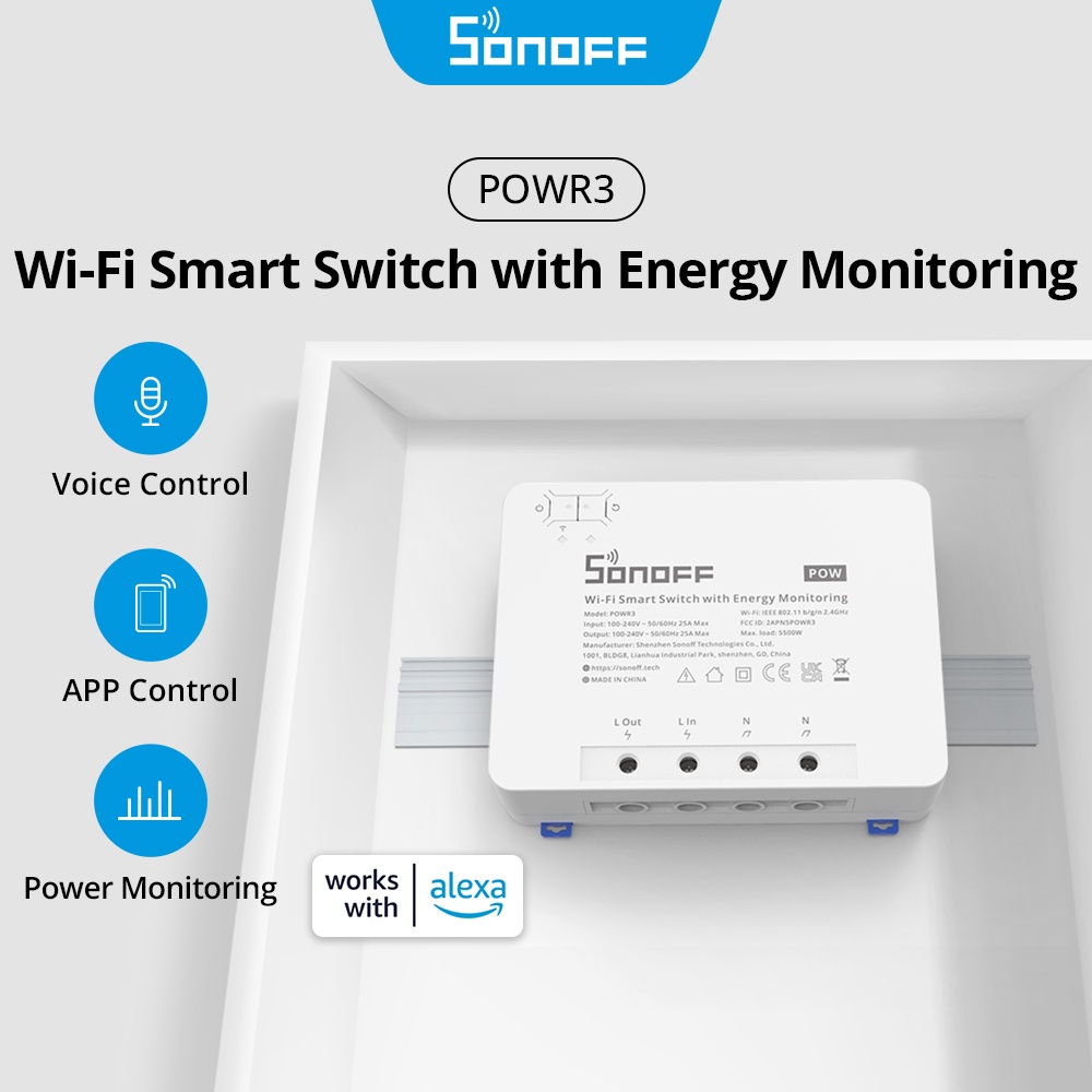 Công Tắc Thông Minh SONOFF POWR3 25A / 5500W Sự Bảo Vệ